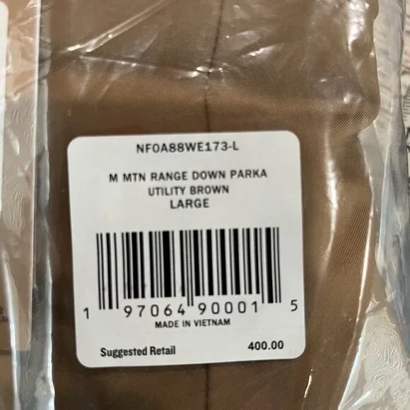 The North Face Mountain Range Down Parka 600 Men's Sz L Utility Brown  ~NWT $400 - Picture 9 of 9